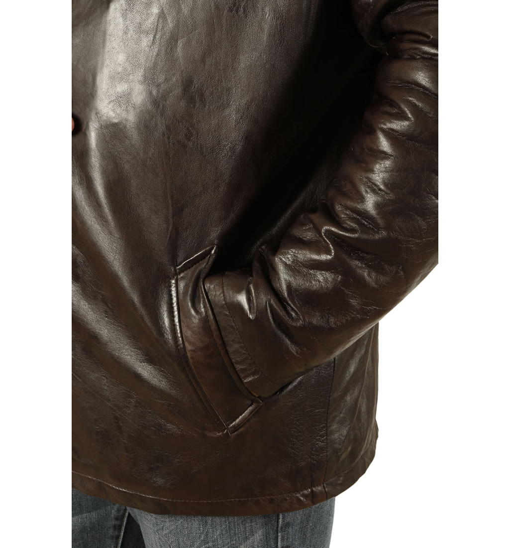 Mens Brown Leather Box Jacket from Simons Leather