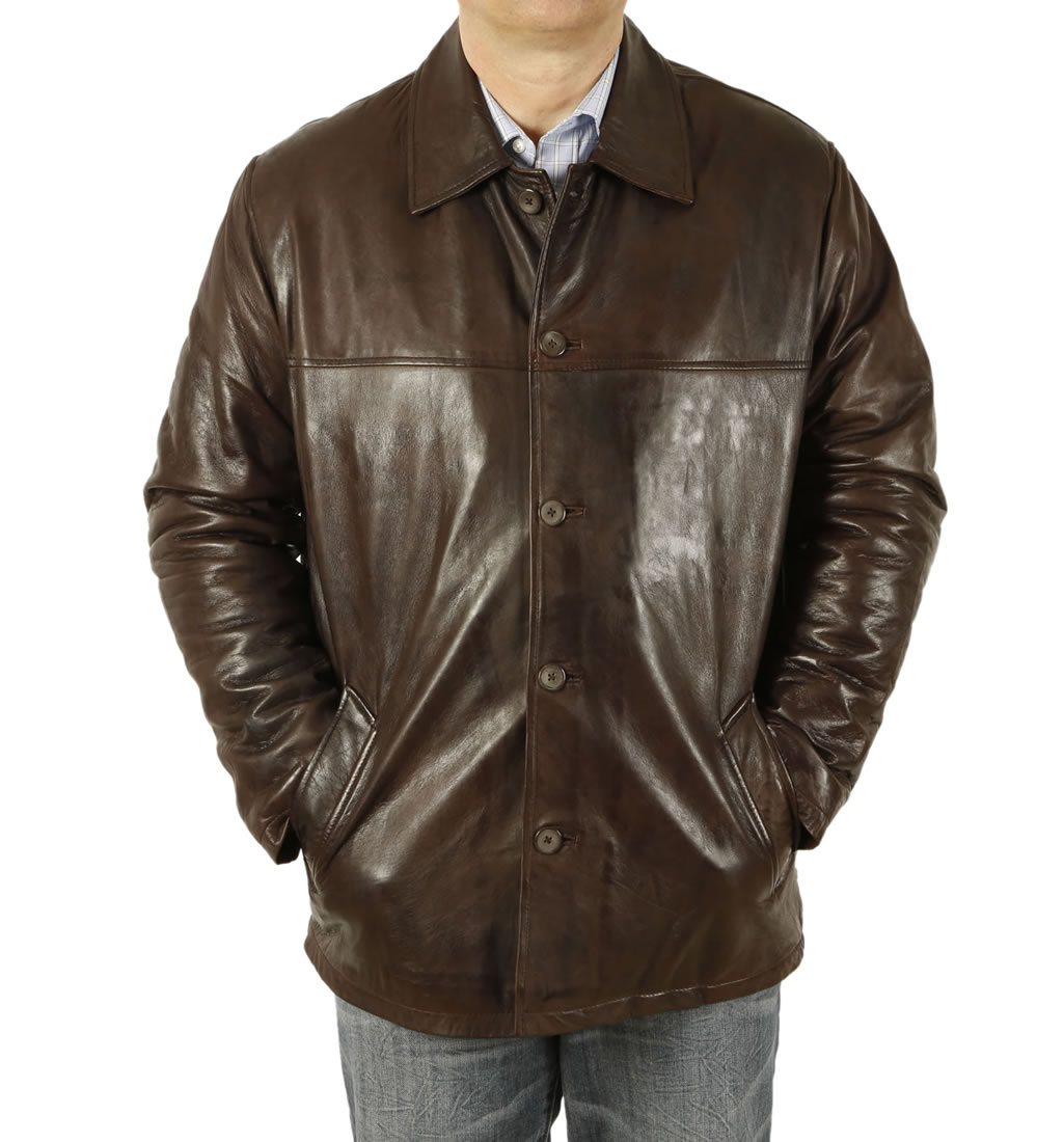 Mens Brown Leather Box Jacket from Simons Leather