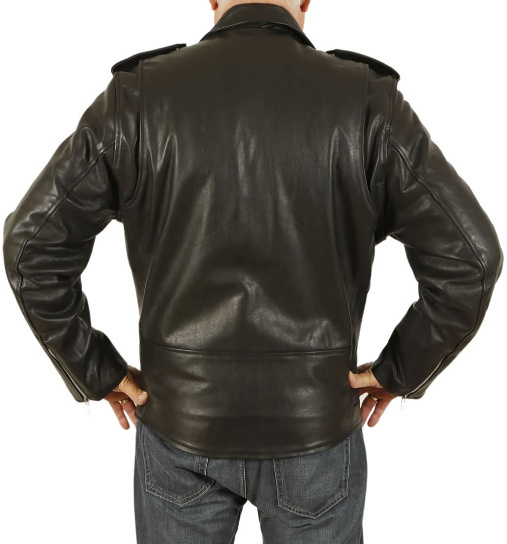Mens 4XL Black Hide Leather Brando Biker Jacket from Simons Leather