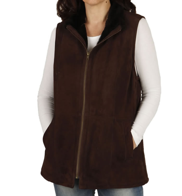 Ladies Sheepskin Gilets And Waistcoats Simons Leather