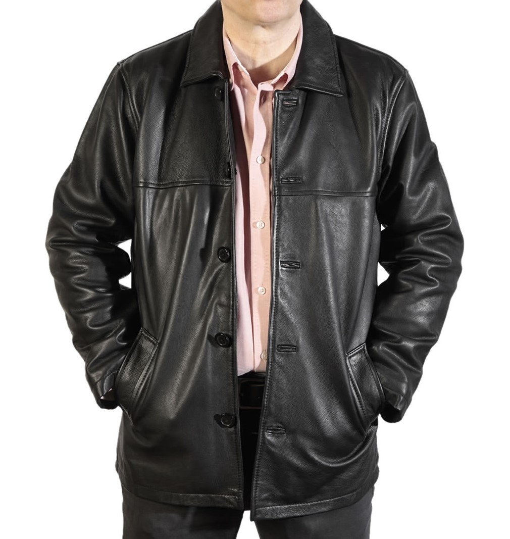 Mens Black Hide Leather Box Jacket from Simons Leather