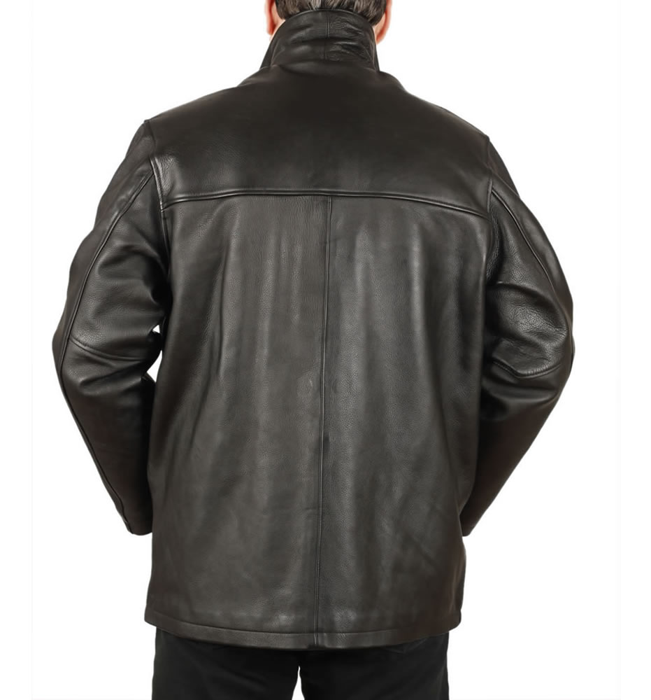 Mens Black Hide Leather Box Jacket From Simons Sl11181 Mens Black Hide Leather Box Jacket