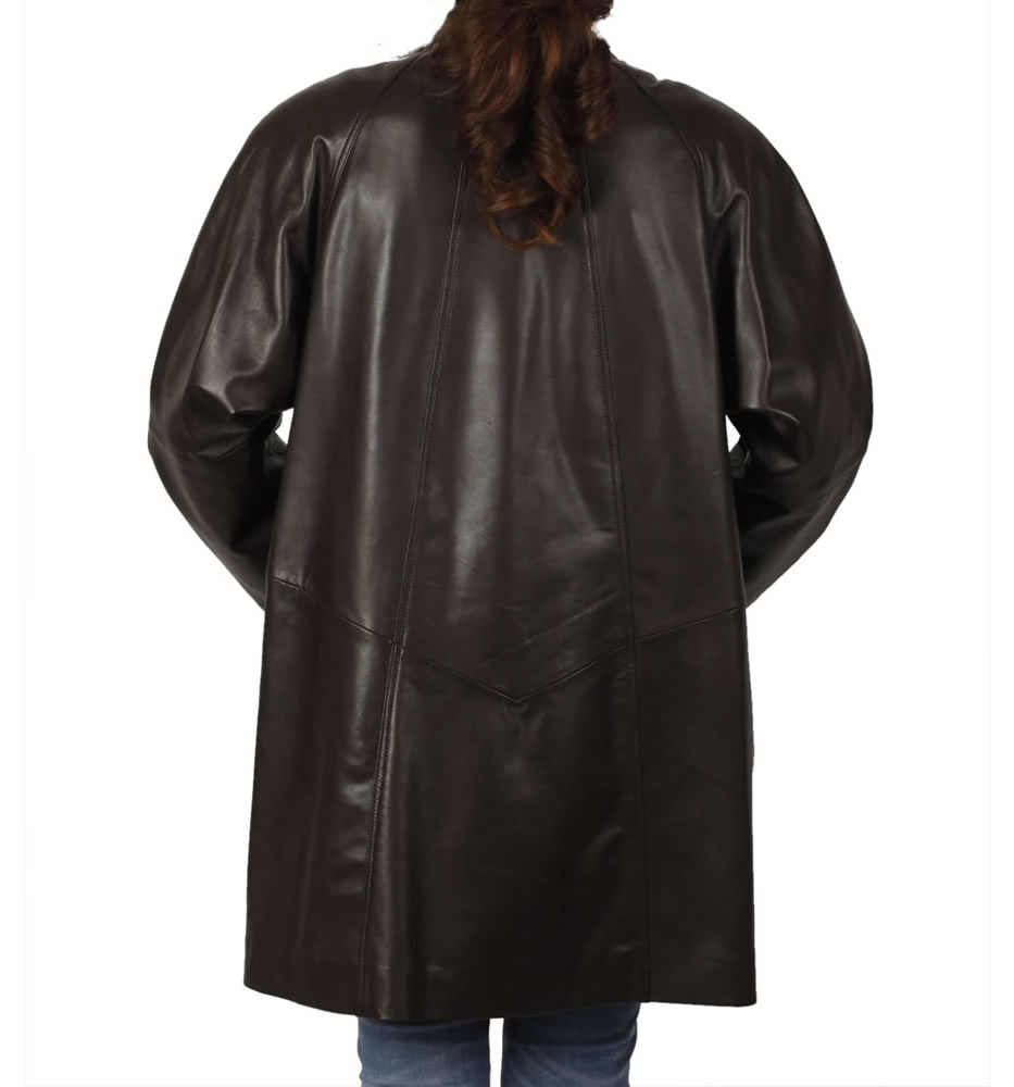 3/4 Length Brown Leather 'Swing' Coat from Simons Leather