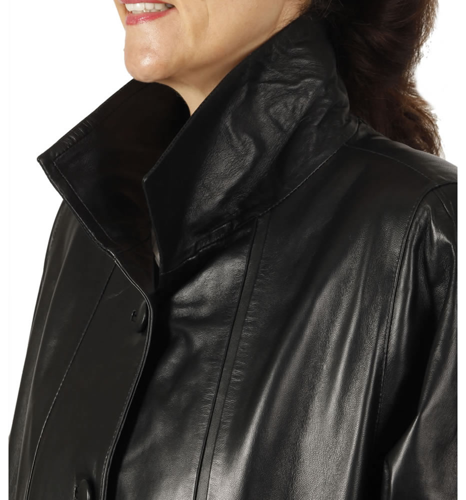 ladies black knee length coat