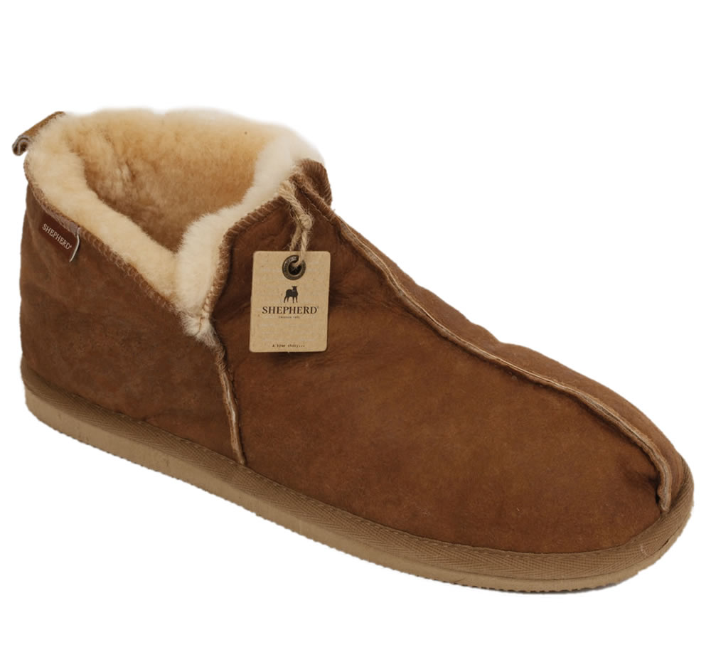 Shepherd Anton Men's Boot Style Antique Leather Sheepskin Slipper from ...