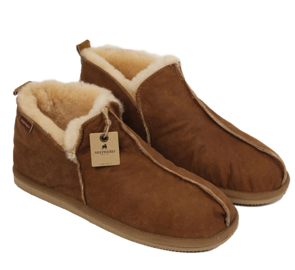 Shepherd Anton Men's Boot Style Antique Leather Sheepskin Slipper from ...