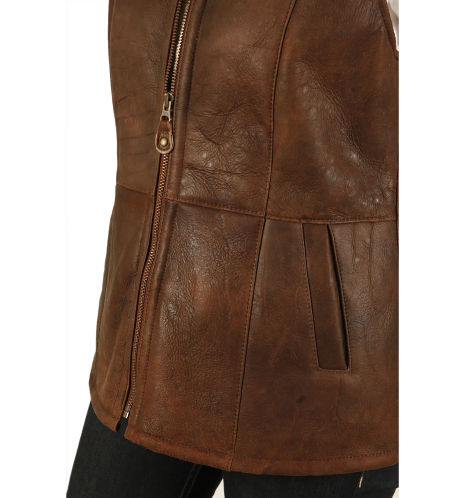 "Aviator" Finish Ladies Sheepskin Gilet from Simons Leather