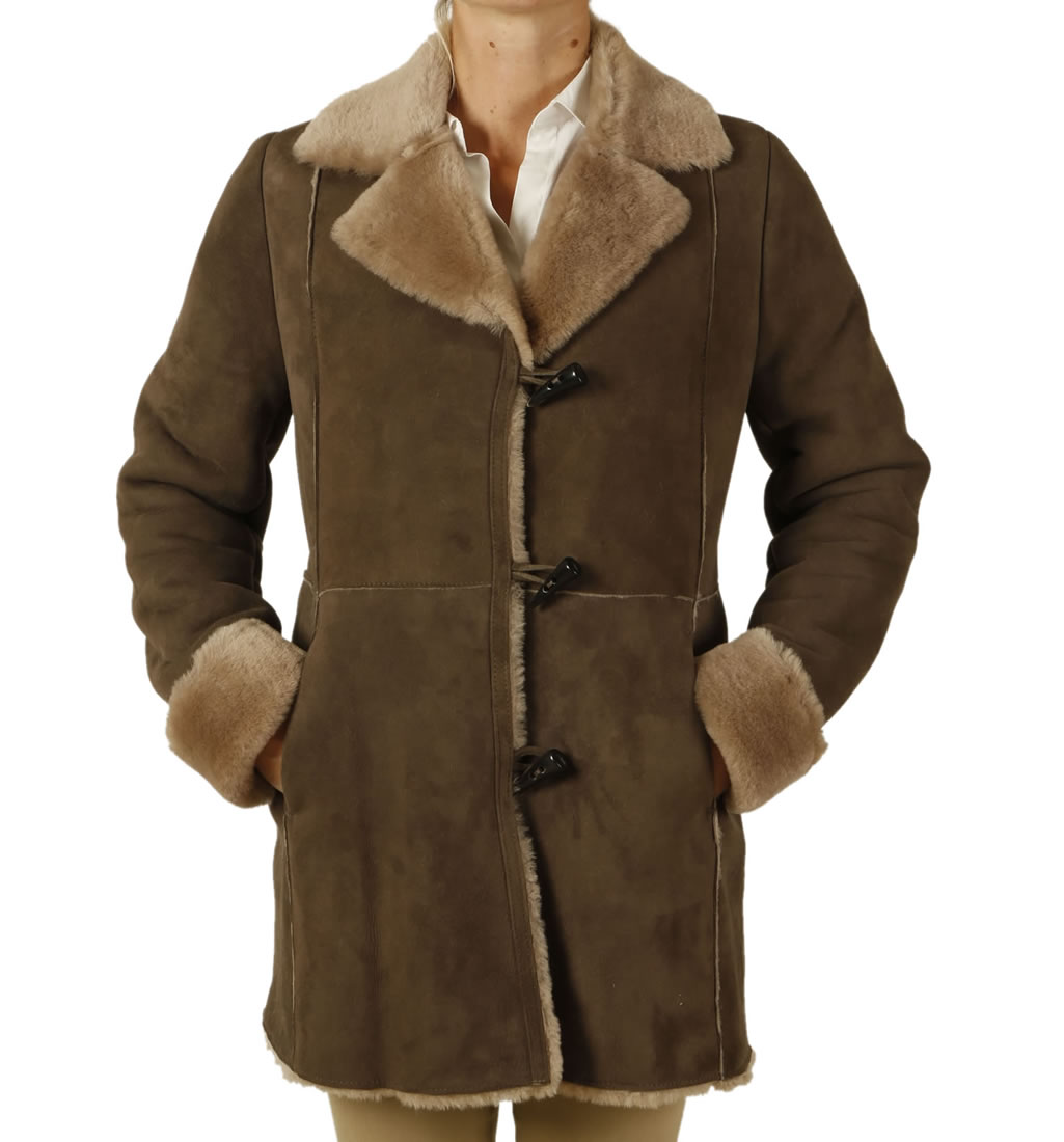 Ladies Shaped RawEdged Classic Sheepskin Coat from Simons Leather