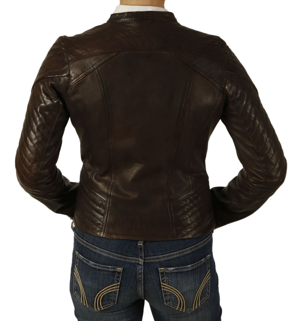Las Quilted Short Collar Cross Zip Leather Biker Jacket From Sl132952 Las Quilted Short Collar Cross Zip Leather Biker Jacket