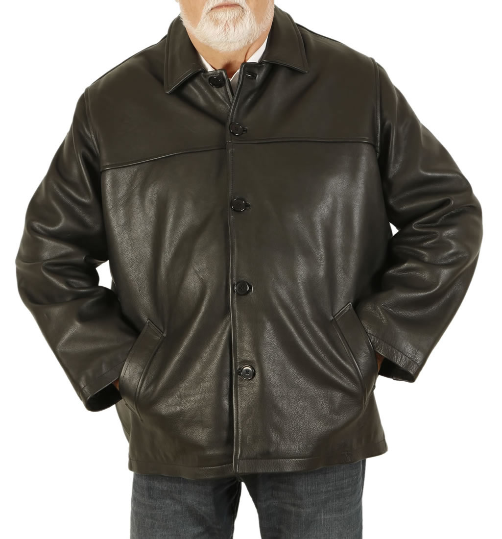 5XL Mens Black Hide Leather Box Jacket from Simons Leather