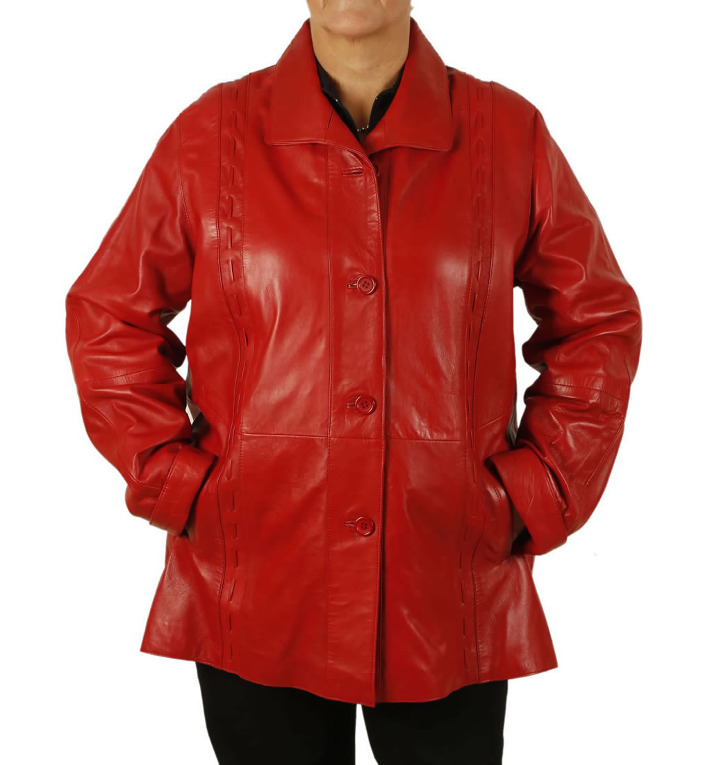 plus size red leather jacket