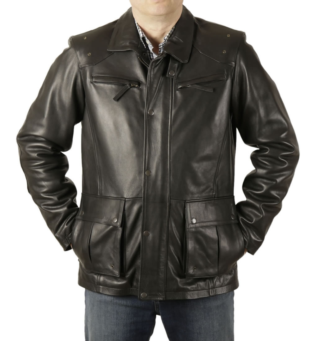 three quarter length leather jacket