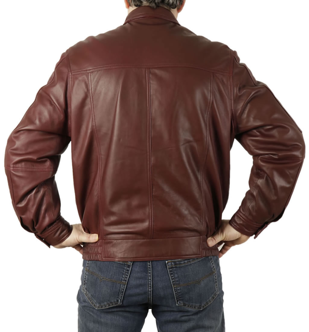Mens Burgundy Classic Leather Blouson from Simons Leather