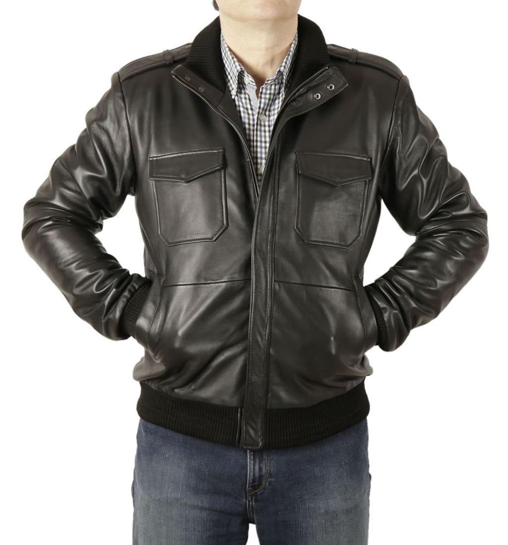 black bomber jacket with collar
