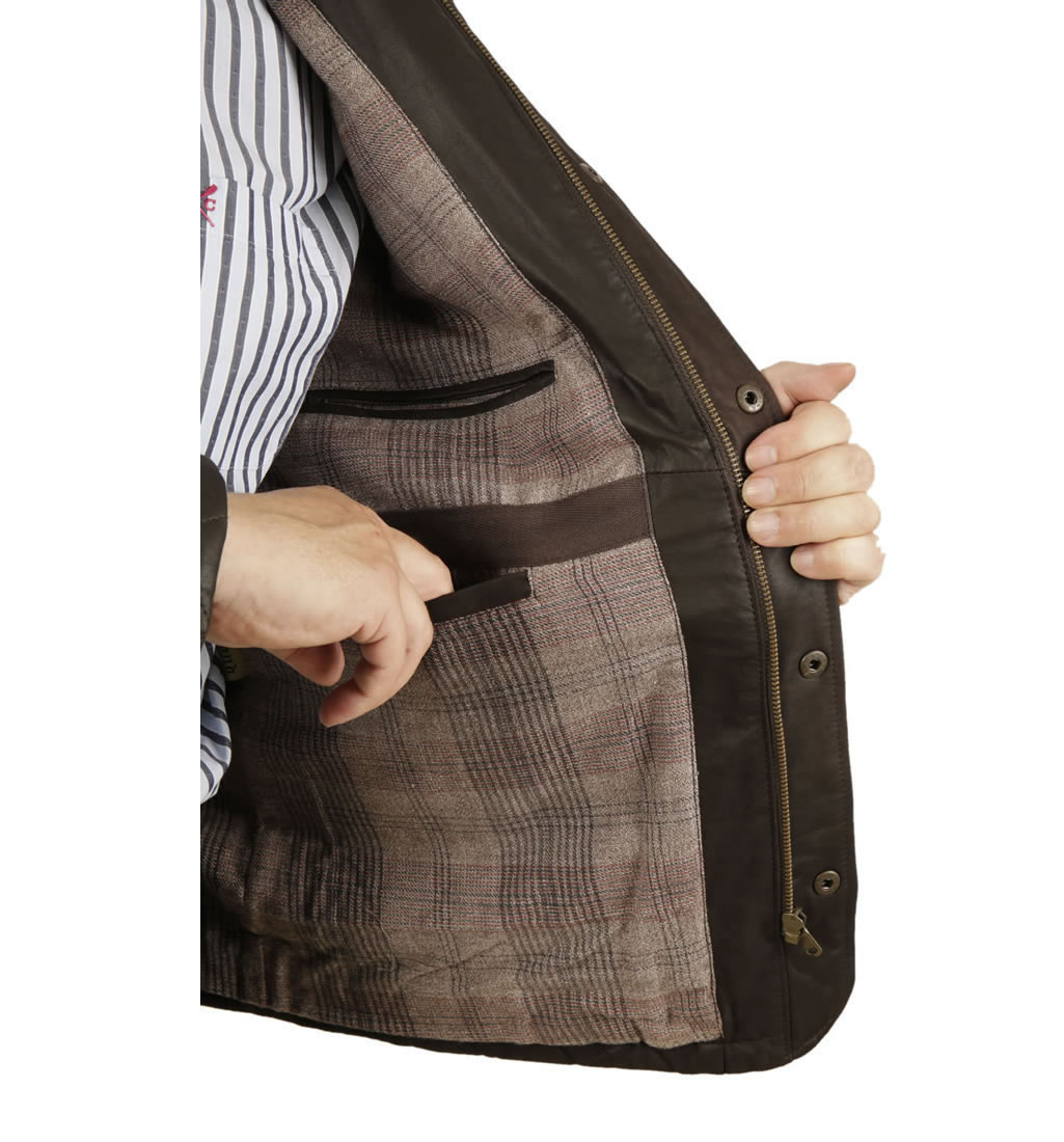 Mens Diamond Quilted Brown Leather Jacket From Simons Sl11316 Mens Diamond Quilted Brown Leather Jacket