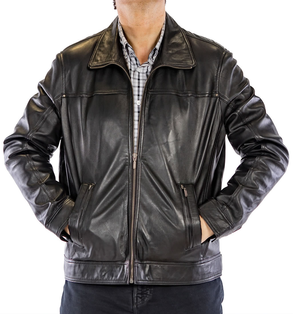 Black Leather Lightweight ZipUp Jacket from Simons Leather
