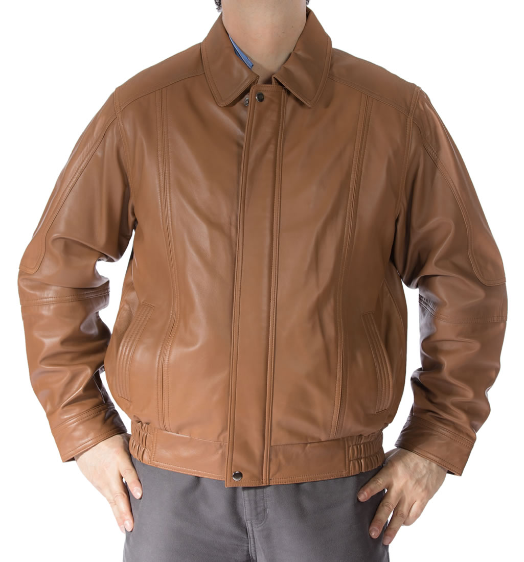 Mens Light Tan Classical Style Leather Blouson from Simons Leather