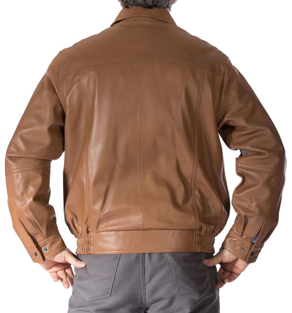 Mens Light Tan Classical Style Leather Blouson from Simons Leather
