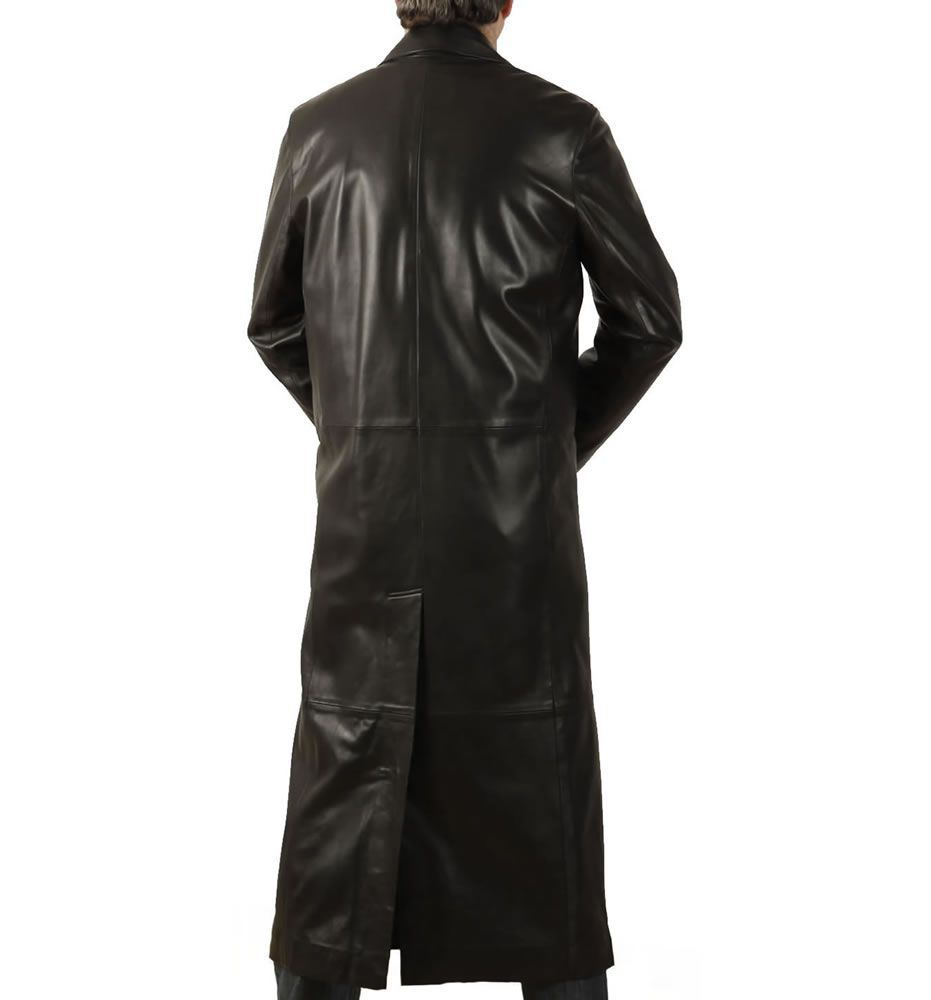 Full Length Black Leather Coat from Simons Leather