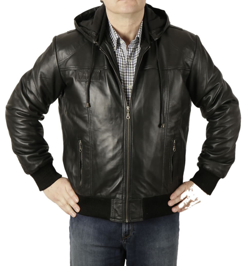 Retro Men S Hooded Black Leather Er Jacket From Simons Sl1006b