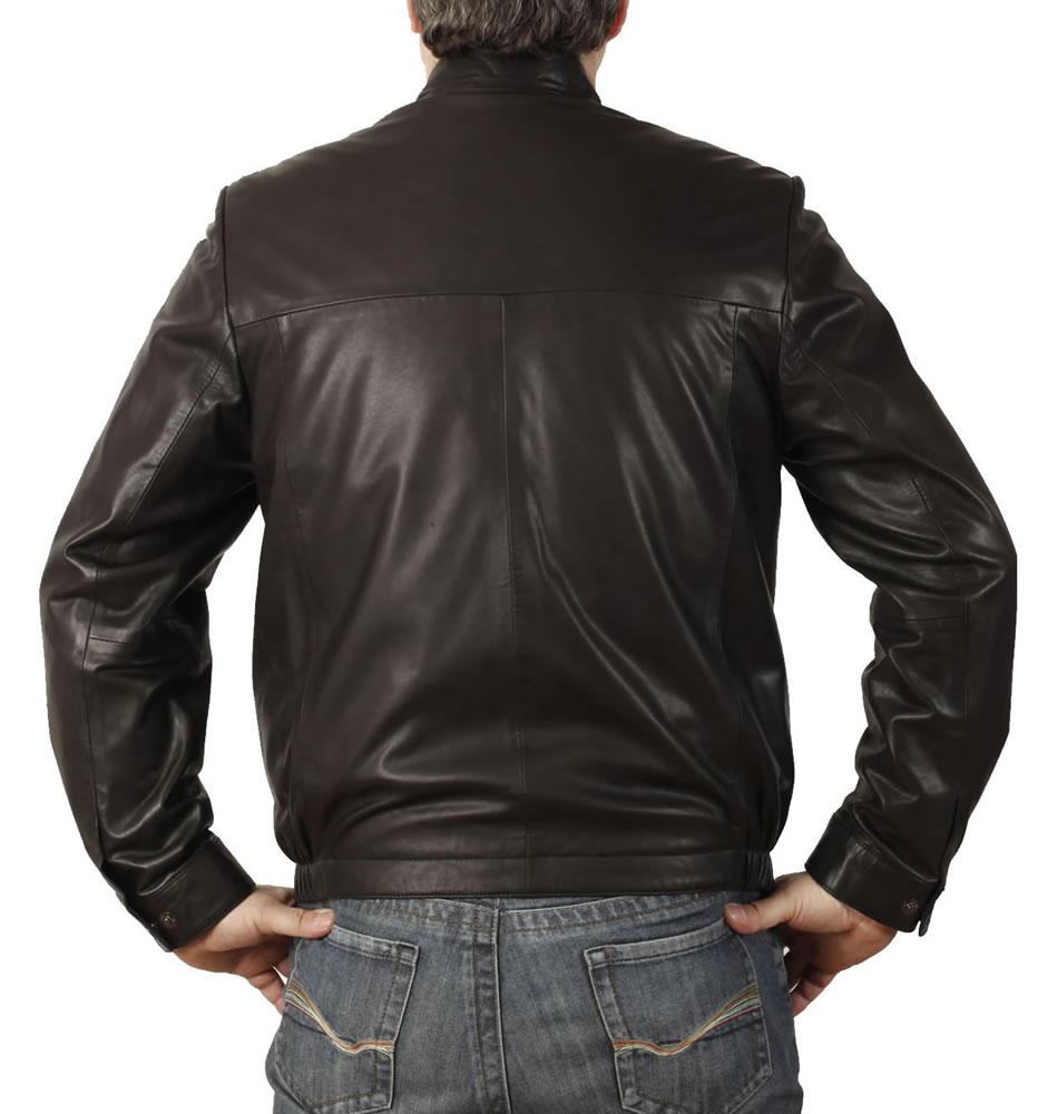 Mens Stand Up Collar Fine Black Leather Blouson From Simons Sl11321 Mens Stand Up Collar Fine Black Leather Blouson