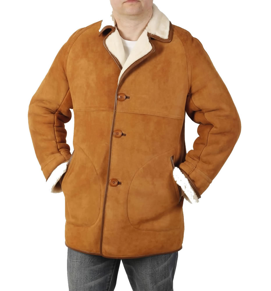 Mens Classic Tan Sheepskin Coat from Simons Leather