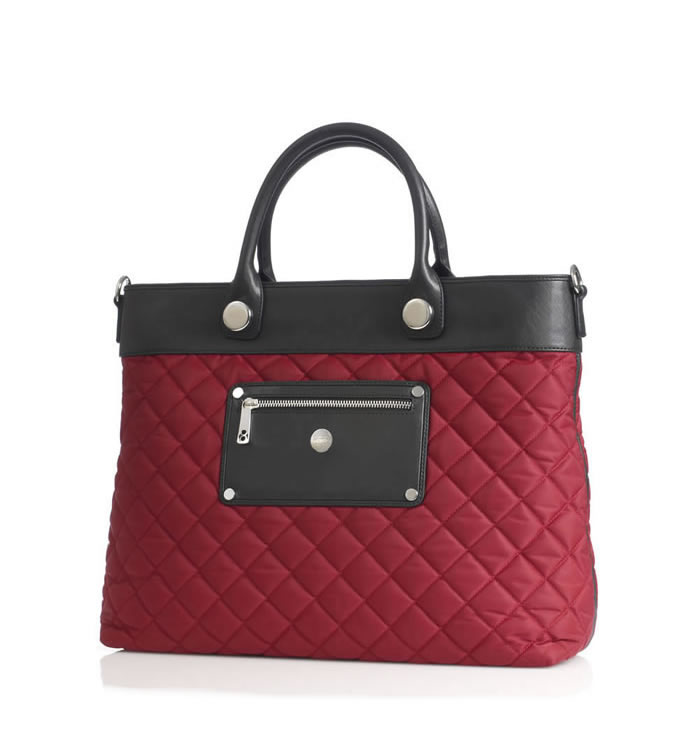 "Rimini" Red Quilted Nylon Tote Style Workbag - SL8010