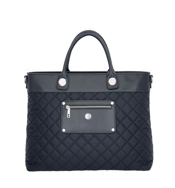 "Rimini" Black Quilted Nylon Tote Style Workbag - SL80101