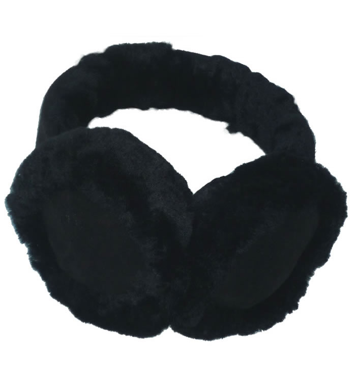 Black Sheepskin Ear Muffs - SL611182