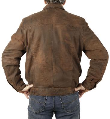 SL11161 - Mens Antique Brown Buff Classic Style Leather Blouson