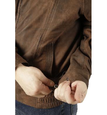 SL11161 - Mens Antique Brown Buff Classic Style Leather Blouson