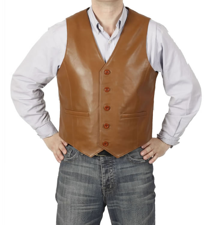 SL11492 - Classic Tan Leather Waistcoat