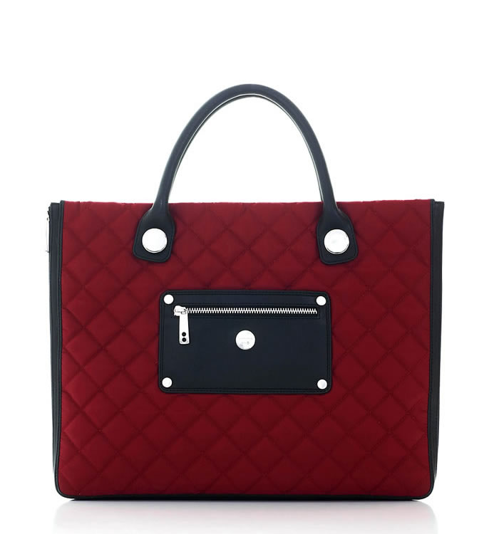 "Aurora" Red Quilted Nylon Expandable Tote Style Workbag - SL80141