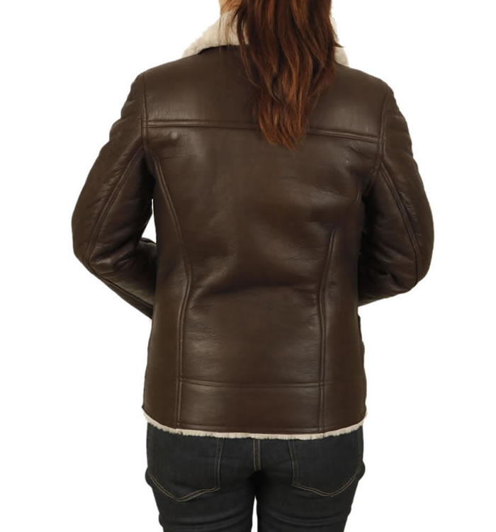 SL11594 - Ladies Cross-Over Longer Length Sheepskin Aviator Jacket