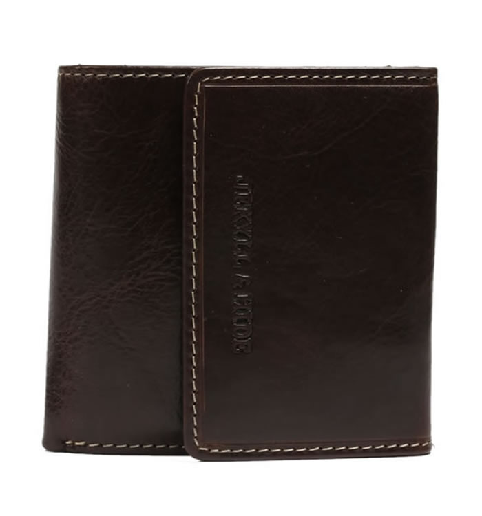 Foldover Multi-Section Brown Leather Wallet - SL300211