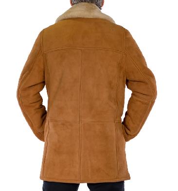 SL117431 - Mens Sheepskin Box Coat In Tan