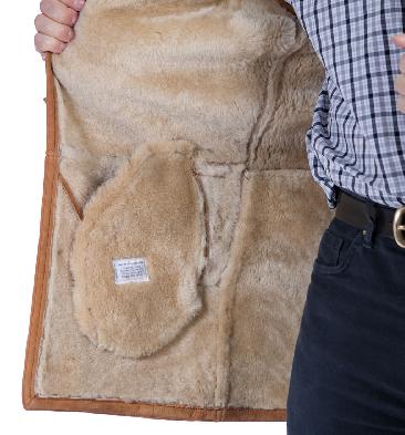 SL117431 - Mens Sheepskin Box Coat In Tan