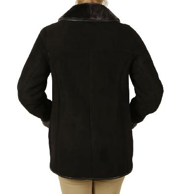 SL117718 - Ladies Shaped Classic Black Sheepskin Jacket