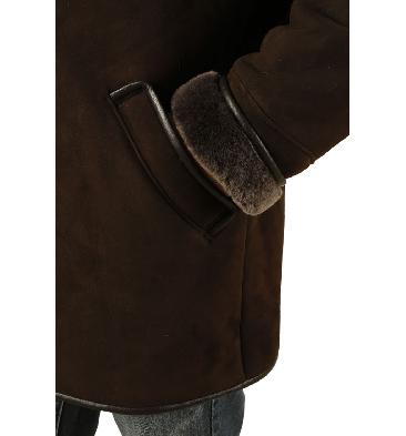 SL11742 - Mens Classic Sheepskin Coat In Brown