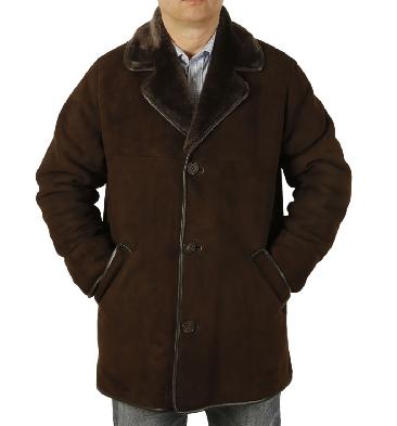 SL11742 - Mens Classic Sheepskin Coat In Brown