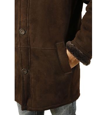 SL117432 - Chocolate Brown Mens Sheepskin Box Coat