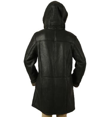 SL1128 - Ladies Black Nappalamb Sheepskin Duffle Coat