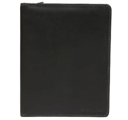 SL5561 - Black Leather Zip-Up Folio And I-Pad Holder