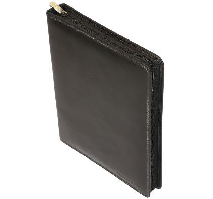 SL5561 - Black Leather Zip-Up Folio And I-Pad Holder
