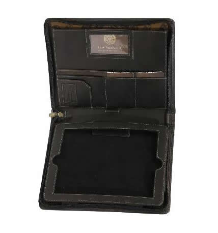 SL5561 - Black Leather Zip-Up Folio And I-Pad Holder