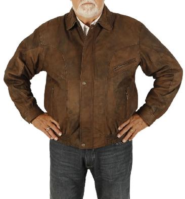 Size 4XL Mens Brown Buff Leather Blouson - SL10134XL