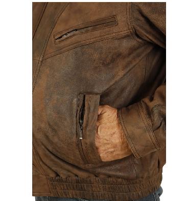 SL10134XL - Size 4XL Mens Brown Buff Leather Blouson