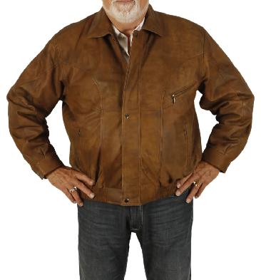 Size 5XL Mens Tan Buff Leather Blouson - SL101315XL