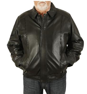 Size 7XL Mens Black Leather Blouson - SL11167XL