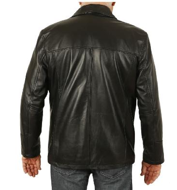 SL11304XL - Plus Size Gents Four Button Black Leather Jacket